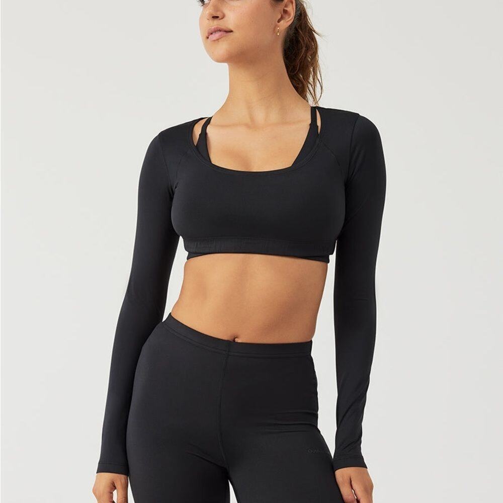 Outdoor Voices Black Long Sleeve Crop top